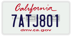 7ATJ801 license plate in California