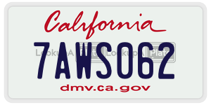 7AWS062  license plate in CA