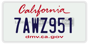7AWZ951  license plate in CA