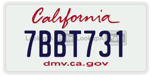 7BBT731 license plate in California