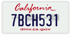 7BCH531 license plate in California
