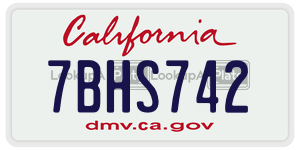 7BHS742  license plate in CA