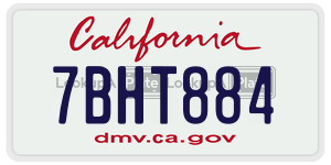 7BHT884 license plate in California