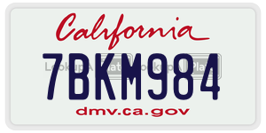7BKM984  license plate in CA