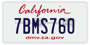 7BMS760 license plate in California