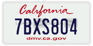 7BXS804 license plate in California