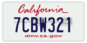 7CBW321  license plate in CA