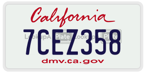 7CEZ358 license plate in California