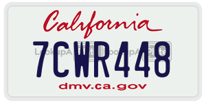 7CWR448 license plate in California