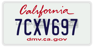 7CXV697 license plate in California