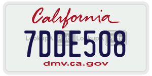 7DDE508 license plate in California