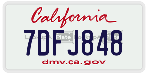 7DFJ848  license plate in CA