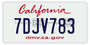 7DJV783  license plate in CA