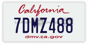 7DMZ488 license plate in California