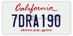 7DRA190  license plate in CA