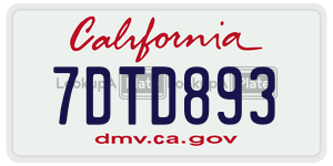 7DTD893  license plate in CA