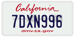 7DXN996  license plate in CA