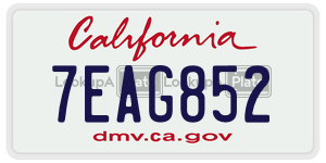 7EAG852  license plate in CA