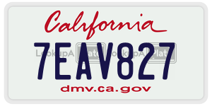 7EAV827 license plate in California