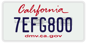 7EFG800  license plate in CA