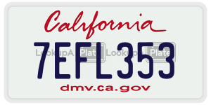 7EFL353  license plate in CA