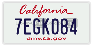 7EGK084  license plate in CA