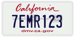 7EMR123 license plate in California