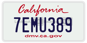 7EMU389  license plate in CA
