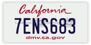 7ENS683  license plate in CA