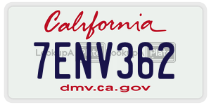 7ENV362 license plate in California