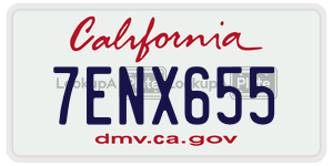 7ENX655  license plate in CA
