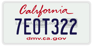 7EOT322 license plate in California
