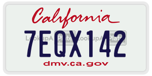 7EQX142  license plate in CA