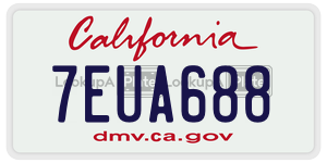 7EUA688 license plate in California