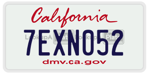 7EXN052  license plate in CA