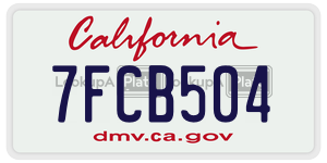 7FCB504 license plate in California