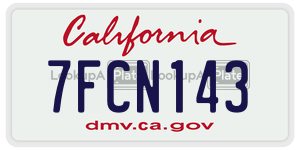 7FCN143  license plate in CA