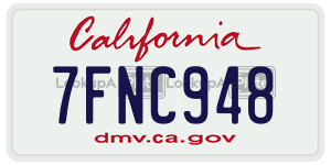 7FNC948  license plate in CA