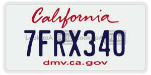 7FRX340  license plate in CA