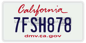 7FSH878 license plate in California