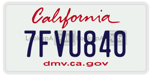 7FVU840  license plate in CA