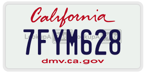 7FYM628 license plate in California