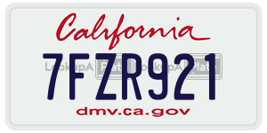7FZR921 license plate in California