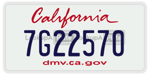 7G22570  license plate in CA