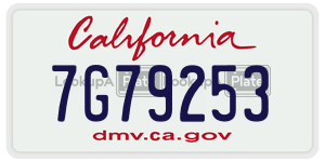 7G79253  license plate in CA