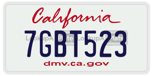 7GBT523 license plate in California