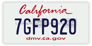 7GFP920 license plate in California