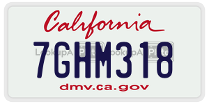 7GHM318  license plate in CA