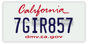 7GIR857 license plate in California