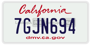 7GJN694  license plate in CA